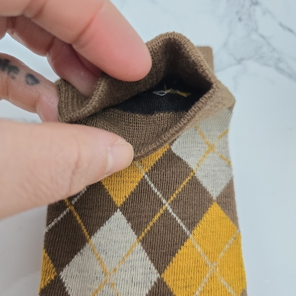 Bohemian | Argyle tan brown maximalist print preppy tube socks - Picture 3 of 7